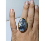 Natural agate silver ring