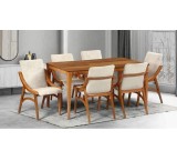 میز و صندلی ناهارخوری شش نفره چوبی مدل پرومکس