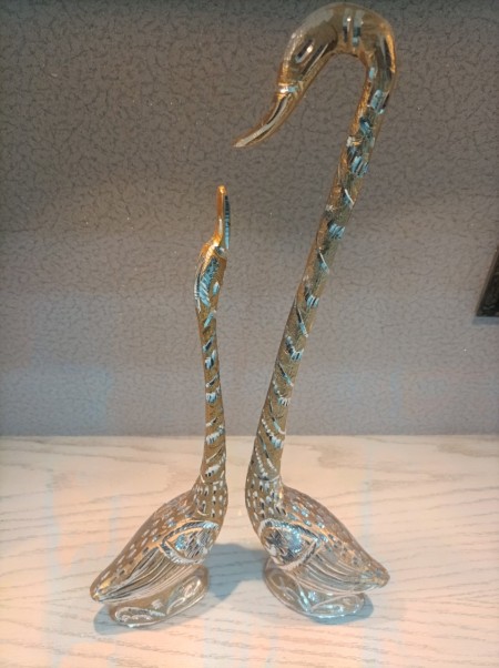 Decorative brass swan with gold trim