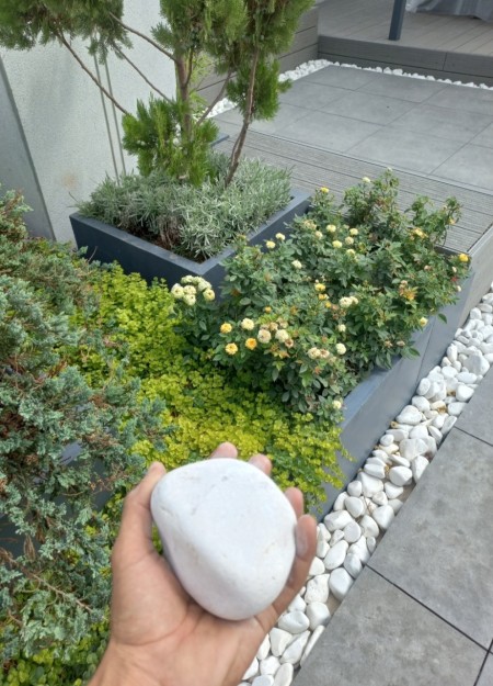 Decorative white and black river pebbles