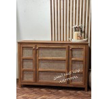 Wooden wicker console table