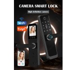 Tuya Remote Unlock Fingerprint Wifi Lock With Camera Key Card Password Smart Digital Lock